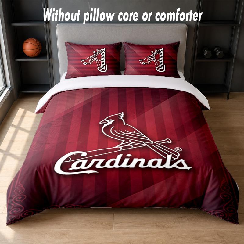 St. Louis Cardinals Design Bed Bedding Set 1 Duvet Cover + 2 Pillowcases Soft Breathable Household Bed Linens
