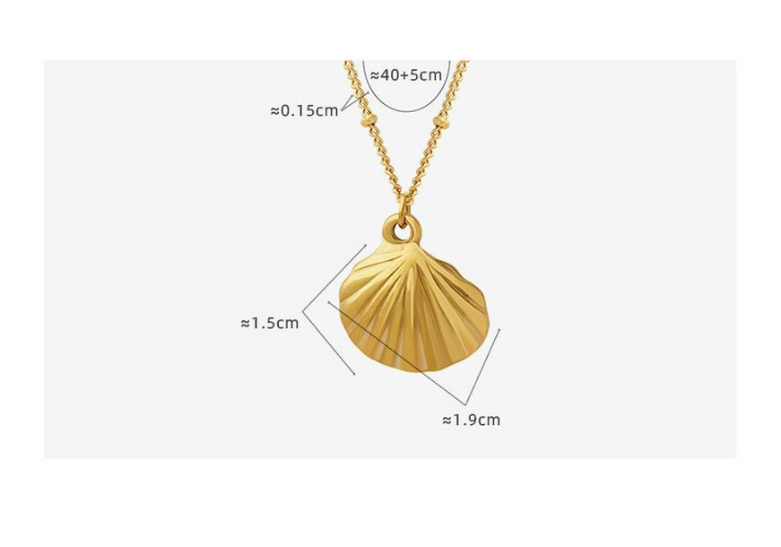 Korean Style Fashion Seashell Pendant Necklace, Gold Plated, Fade Resistant, Perfect for Commute, Travel, and Vacation.