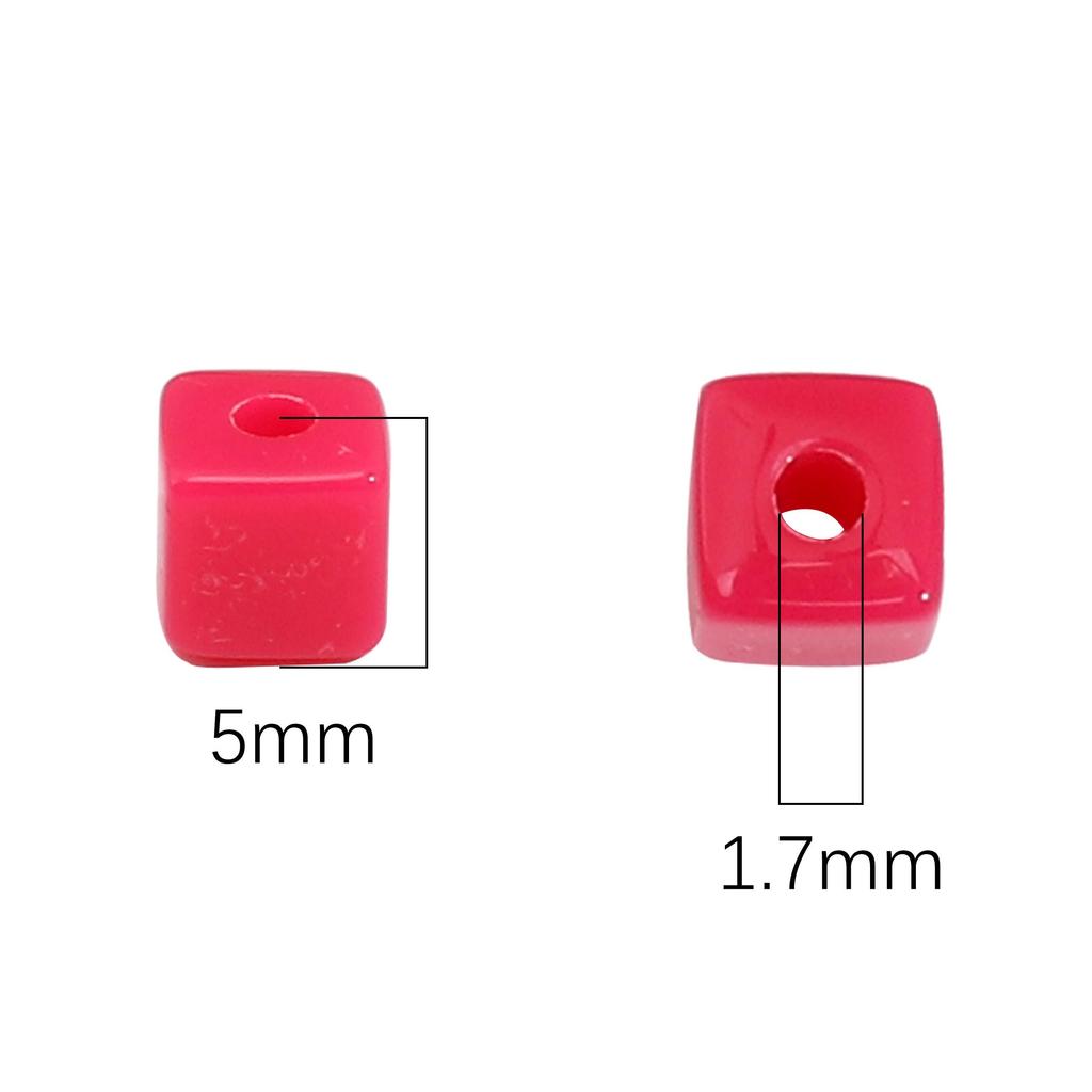 144Pcs Acrylic Solid Color Three-dimensional Square Bead For DIY Necklace Bracelet Earrings Jewelry Making Craft Accessories