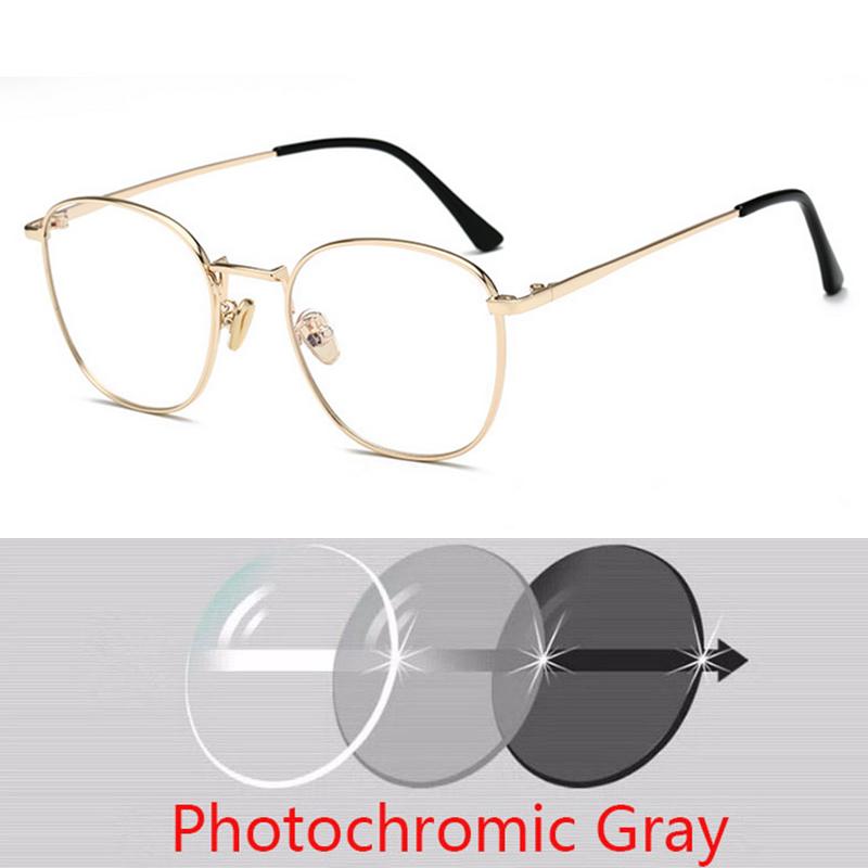 -1 -1.5 -2 -2.5 -3 -3.5 To -6.0 anti Blue Light Myopia Glasses Women Men Retro Metal Big Frame Square Students Myopia Glasses