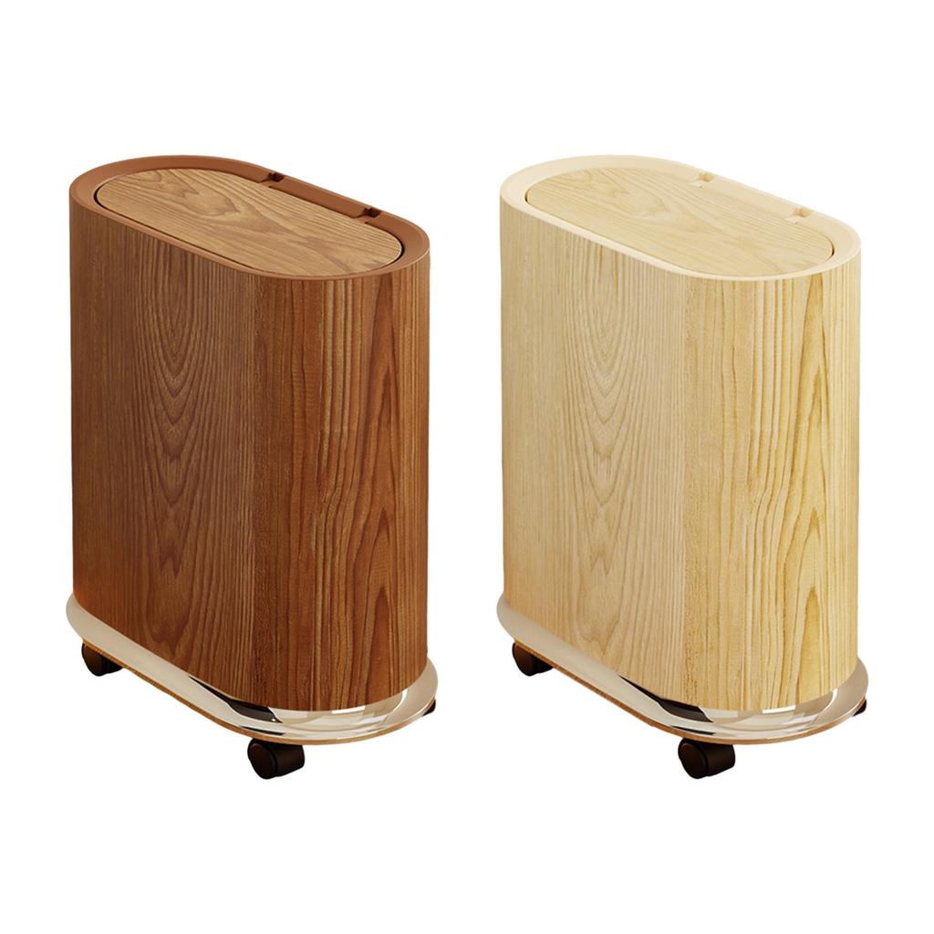 Trash Bin with Removable Wheels Rubbish Basket Sealed Lid Space Saving Waste