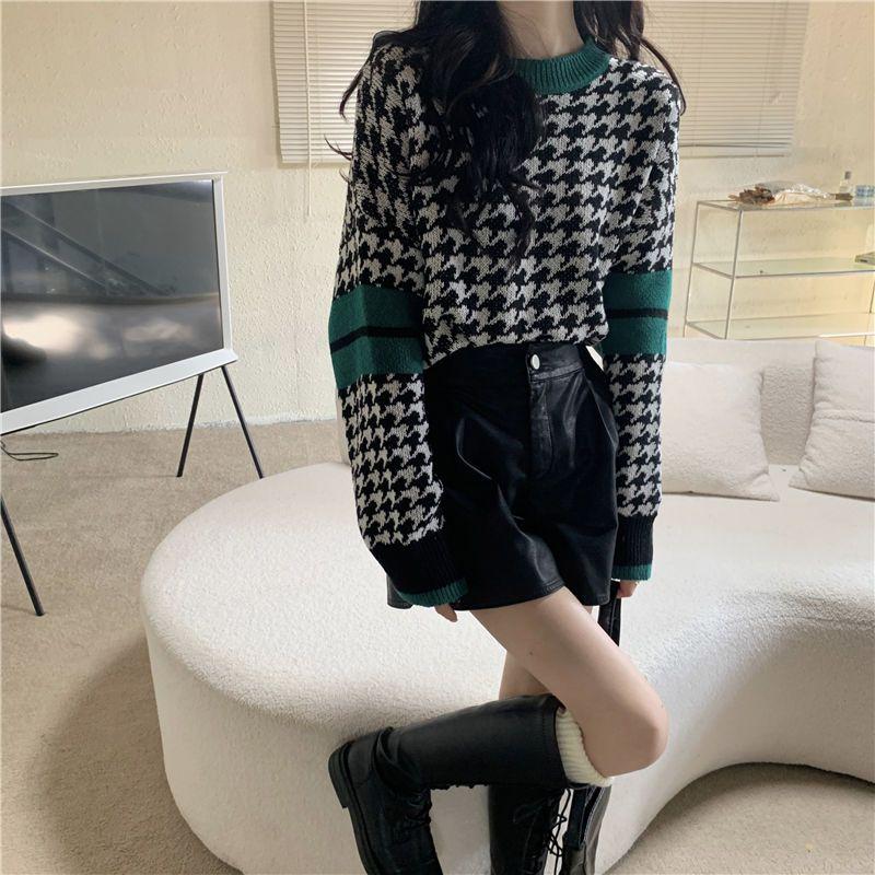 

Women s Niche Hong Kong Style Retro Chic Knit Top Spring Autumn Vintage Japanese Lazy Style Sweater with Design Sense S
