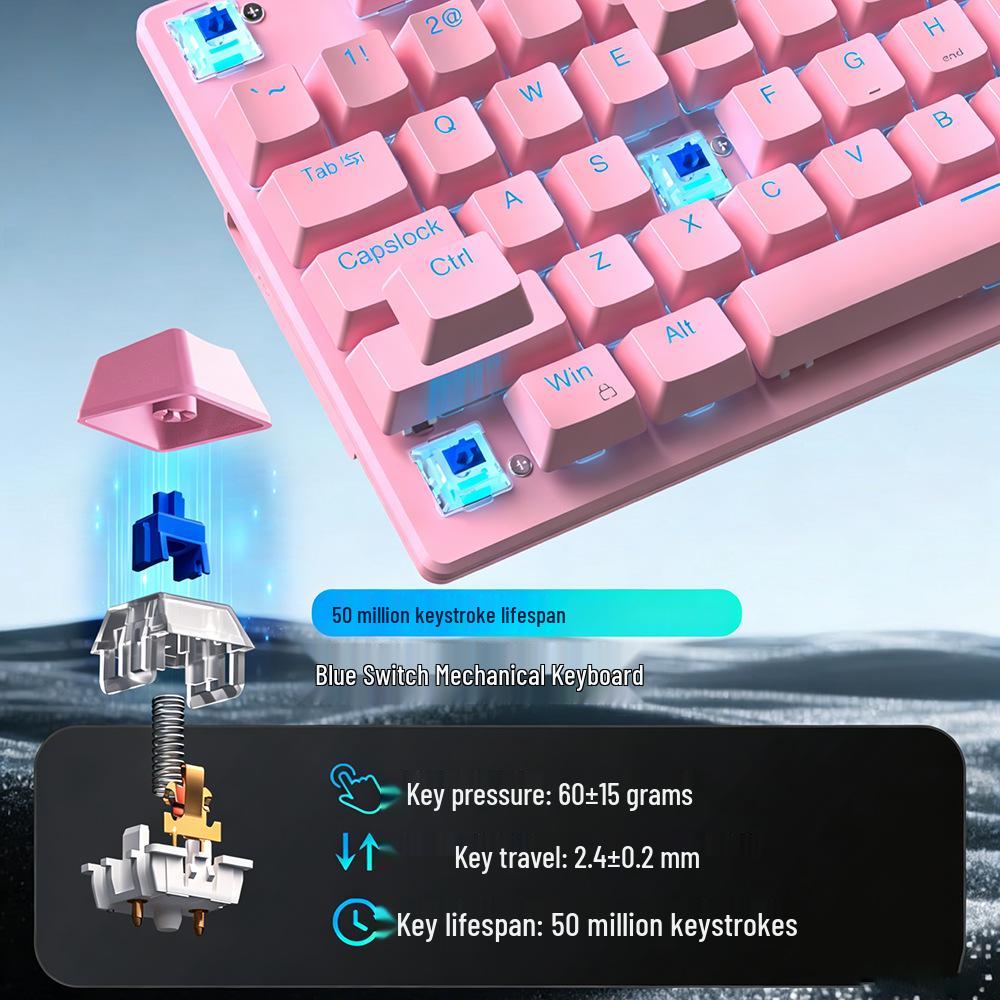 Dynamic Luminous Wired Mechanical Keyboard & Silent Gaming Mouse Set, Three-Mode for Office & Gaming.