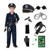 [GOKEI] Police Style Police Officer Costume for Children [Authentic 9-Piece Full Set] Police Officer Roleplay Halloween Boys Sunglasses Hat Belt