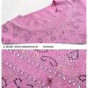 Frühlings- und Herbst-Dünner Damen Rundhals-Pullover Strass Locker Gestrickter Pullover Übergröße Strickware