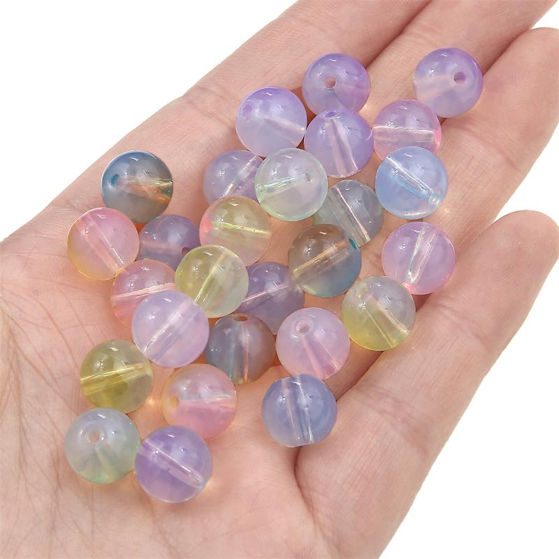 30Pcs Crystal Glass Beads Protein Coated Colored Round Loose Spacer Beads for DIY Necklace Bracelet Jewelry Making