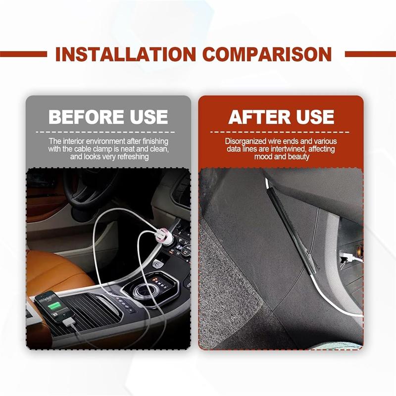 1/4Pc Hidden Car Wire Cover Protector Cable Line Sleeve Wire Clips Organizer with Double-sided Tape for Car Interior Accessories