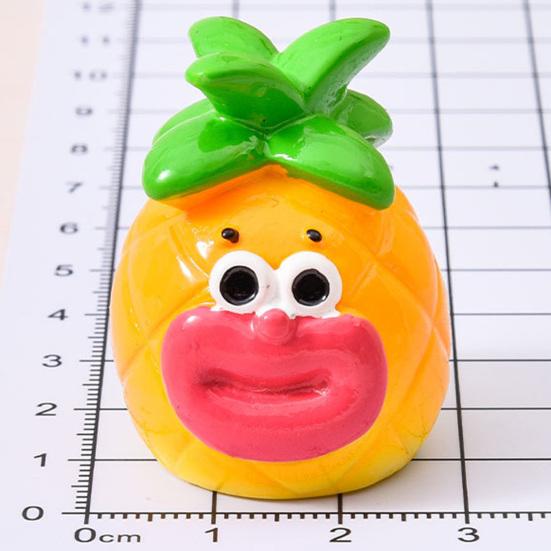 Cartoon Resin Miniature Fruit Figurine Mini Funny Big Mouth Banana Blueberry Pineapple Statue for DIY Crafts Dollhouse Fairy Garden Cake Decor