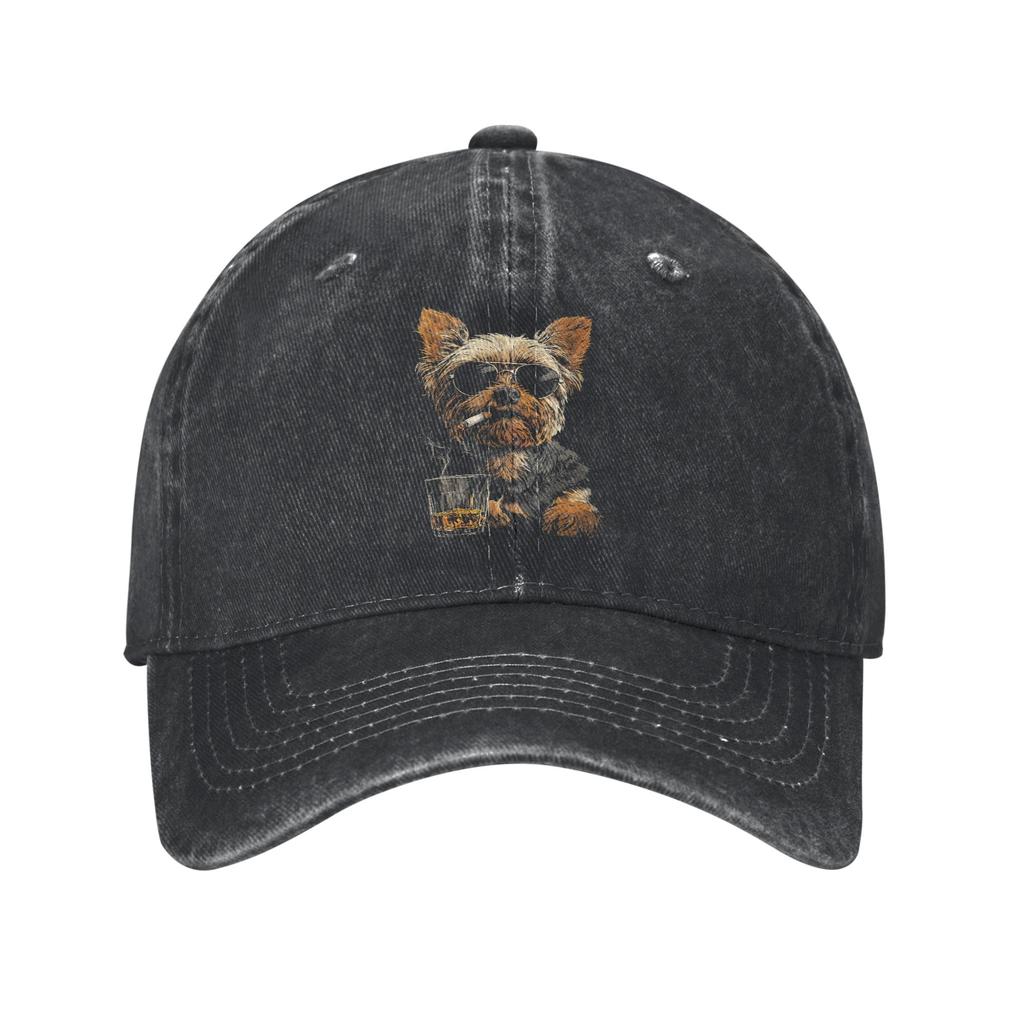 Retro Yorkshire Terrier Yorkie Dog Japanese RaUnisex Noodles Baseball Cap Unisex Style Distressed Cotton Headwear Running Hats Cap