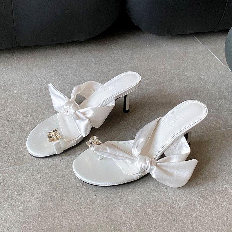 

Модные женские шлепанцы на тонком каблуке, сандалии для женщин, шлепанцы, роскошные модные шлепанцы со стразами, женские туфли-лодочки 35 бежевый