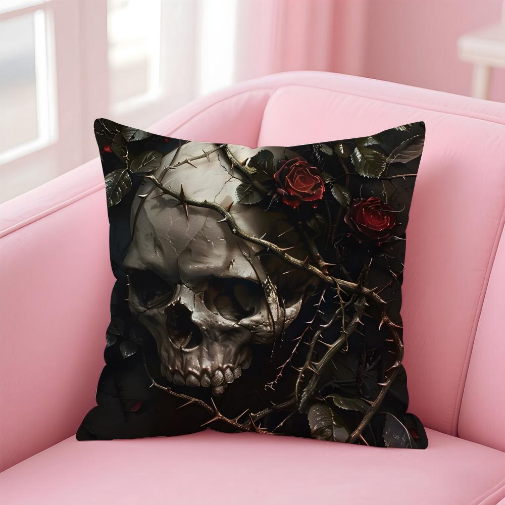 Gothic Skull Gothic Creepy Bloodcurdling Cushion Cover Pillow Case Soft Skin Friendly Fabric Concealed Zipper