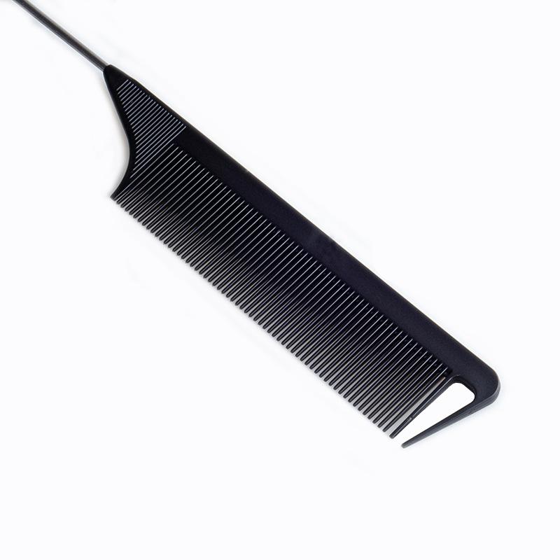 Hair salon carbon fiber steel needle pointed tail comb hair styling comb plastic high temperature resistant anti-static disc hair makeup hair comb