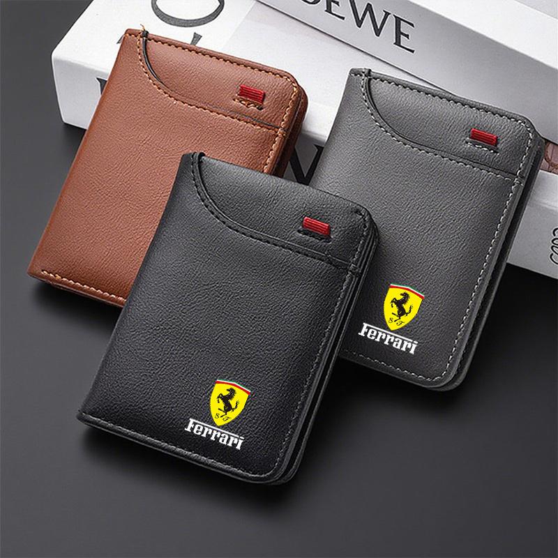 Auto-Emblem Weiche Geldbörse Leder Mini-Kreditkartenetui Tragbare Kleine Geldbörse Für Ferrari SP1 812 F40 SF90 458 488 599 612 FF F12