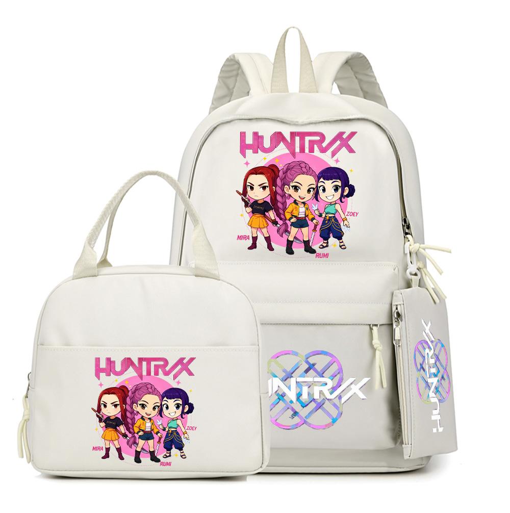 4Pcs/set Anime K-Pop Printed Backpack with Pencil Case Handbag for Teenager Student Boy Girl Bookbag Schoolbag Large Capacity Travel Bag Rucksak