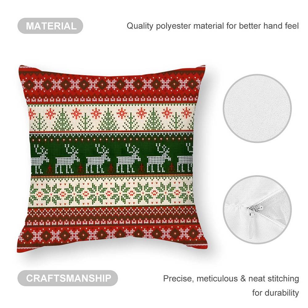 Christmas Plaid Pillow Case Sofa Living Room Bedroom Double-Sided Printing Square Cushion Nap Time Pillow Case