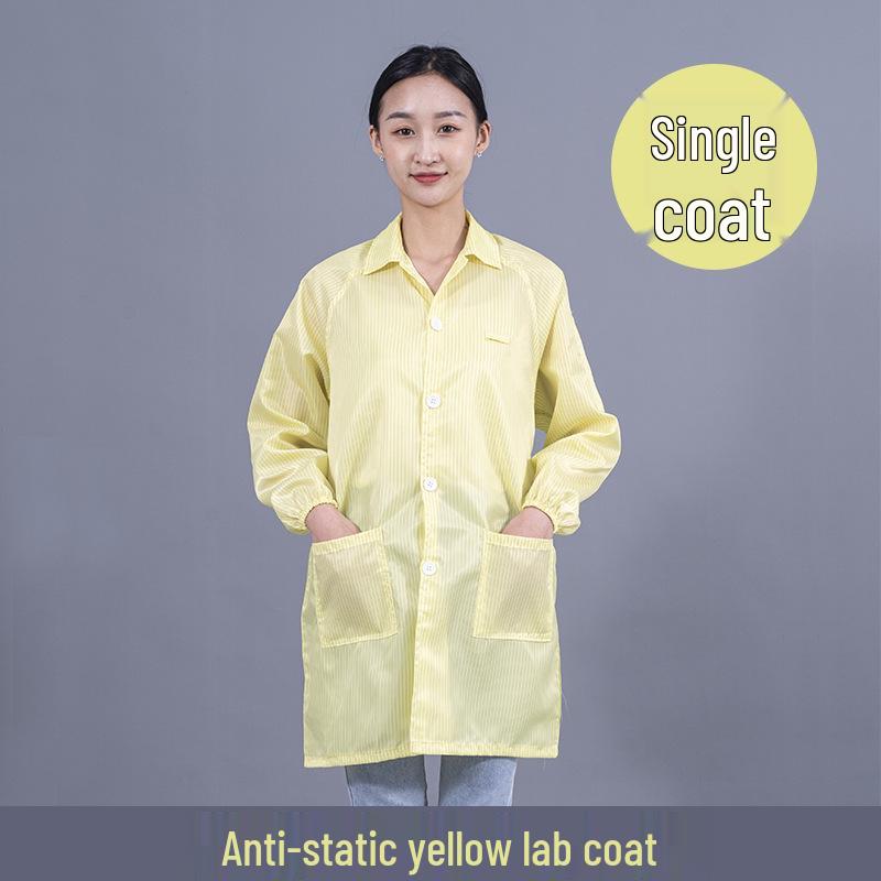 Unisex Striped Antistatic Lab Coat for Dust-Free and Static Protection