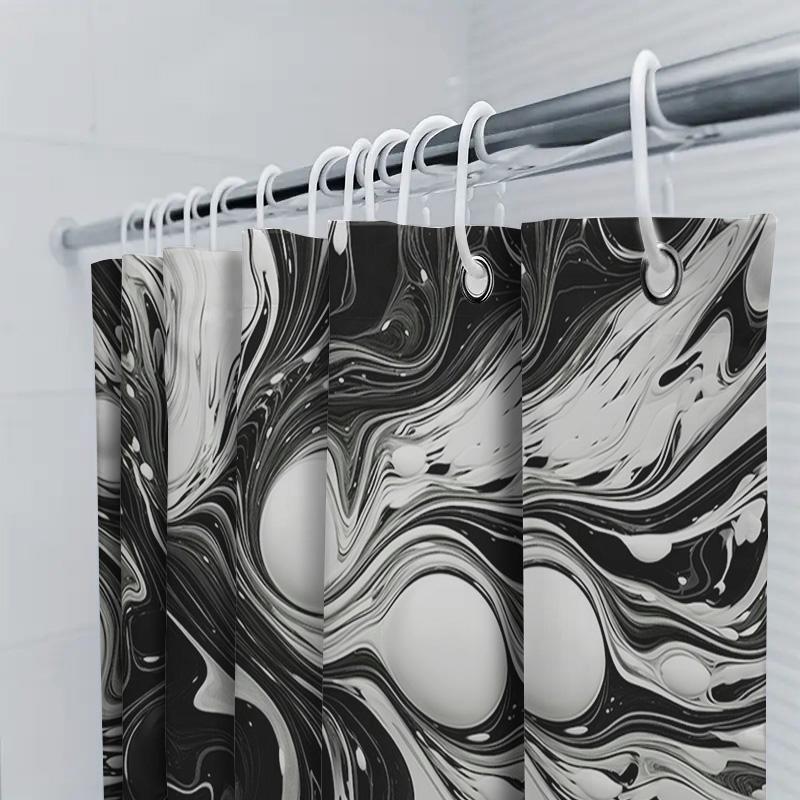Black White Modern Shower Curtain Plastic Waterproof Bathtub Decoration Home Bathroom Decor