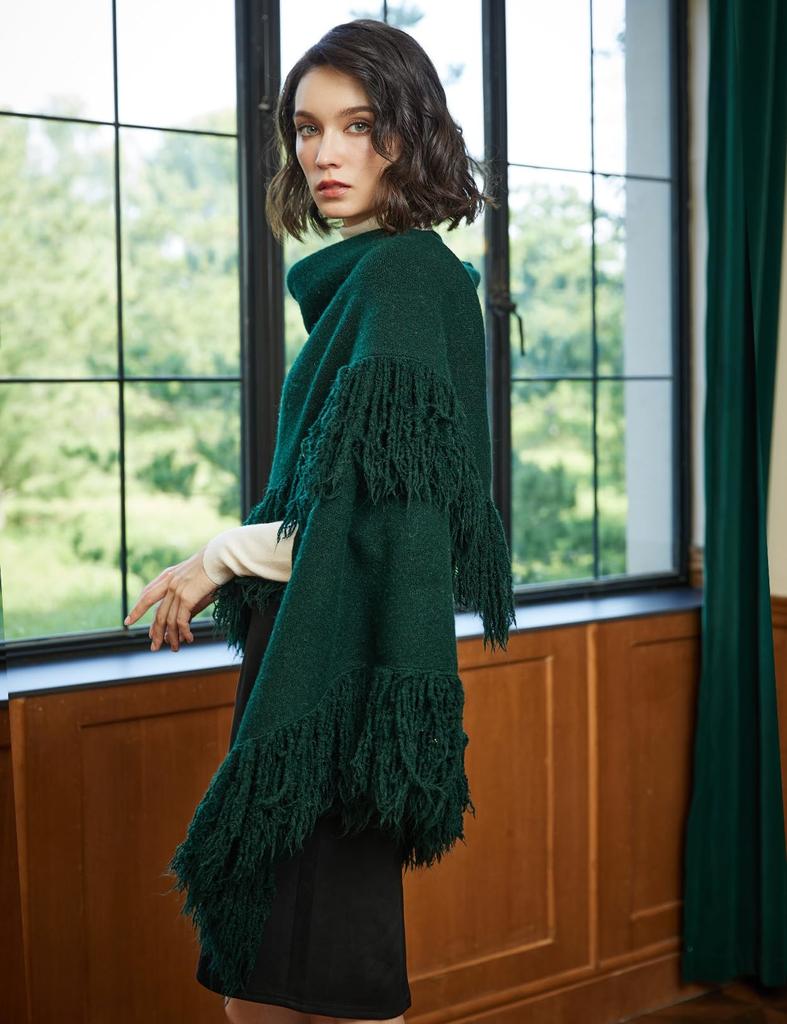 BEAUTELICATE Large Thick Triangle Solid Perfect for or as a Gift for Fall and Emerald Green Women's Scarf, Color, Indoors, Office, Winter,