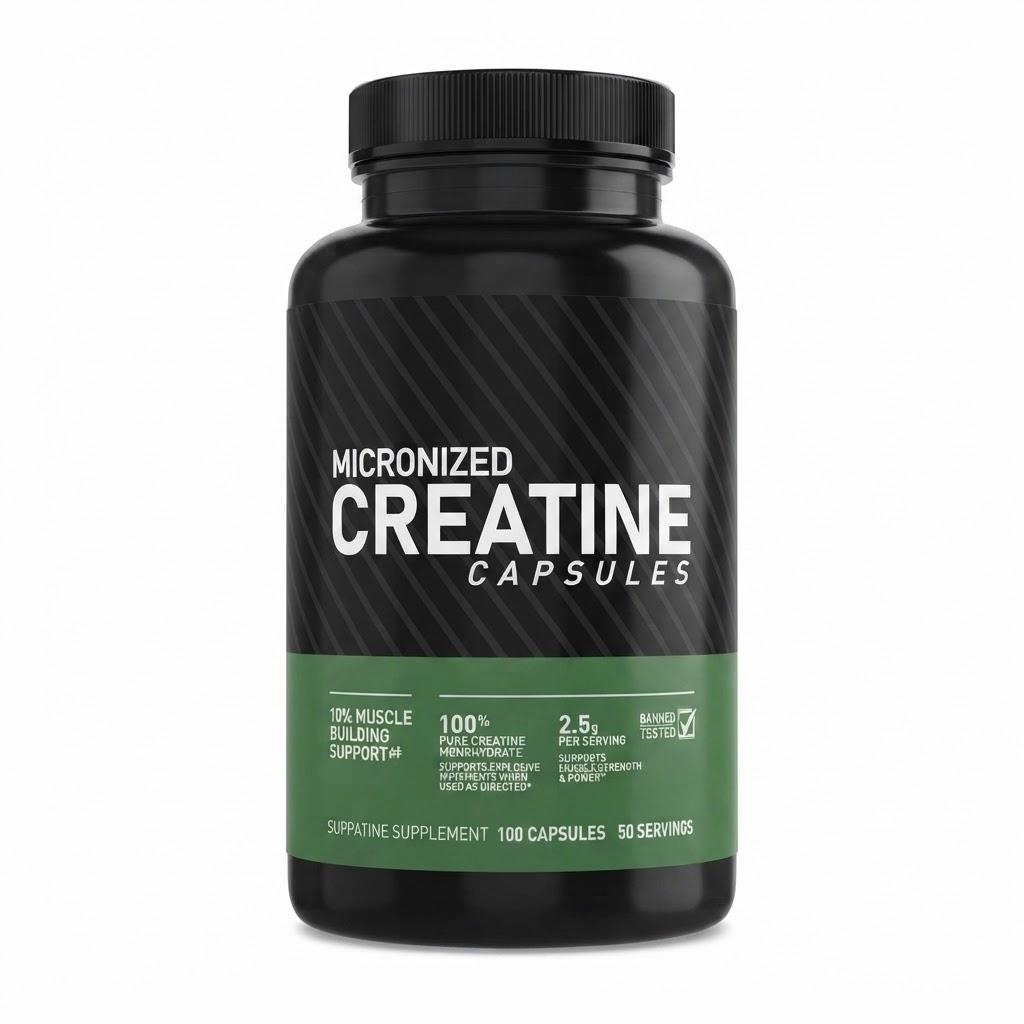 Creatine, Micronized Creatine Monohydrate Capsules, Supports Strength & Recovery
