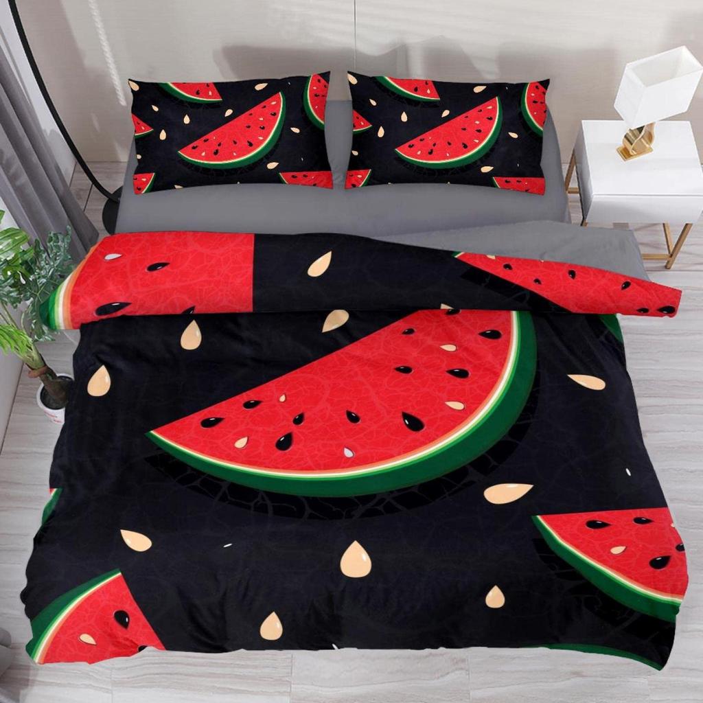 Lemon Fruit King Queen Duvet Cover Summer Cartoon Vegetable Plant Bedding Set For Kids Teens Adults Papaya Polyester Quilt Cover