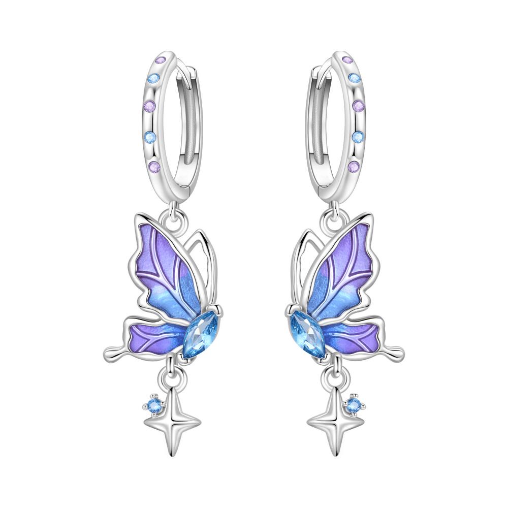 European and American new starry sky butterfly earrings, niche high-end light luxury fashion earrings