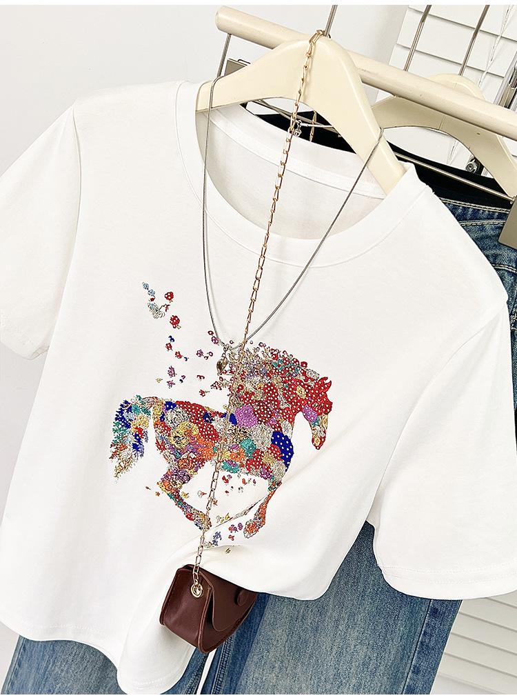 Plus Size Women's Short-Sleeve Casual Slimming T-Shirt - Summer Round Neck Versatile Top
