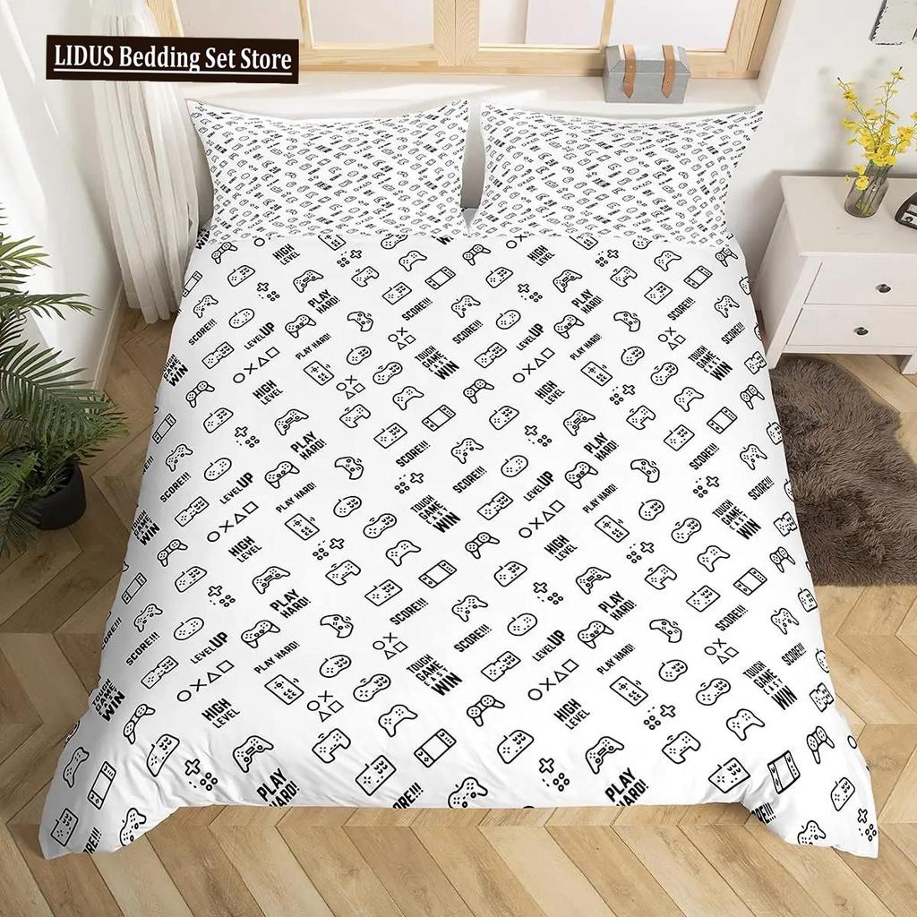 Skull Bedding Duvet Cover Set, White And Black Boho Gothic Skull Skeleton Bones Theme Bed Comforter Cover For Adults Decor