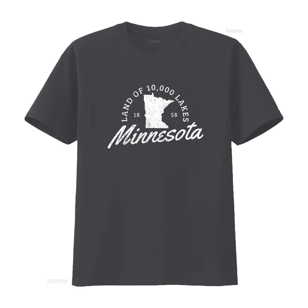 Minnesota Land Of The 10000 Lakes State Map Souvenir T Shirt Vintage Washed Stylish Stretched Casual Comfortable Slightly