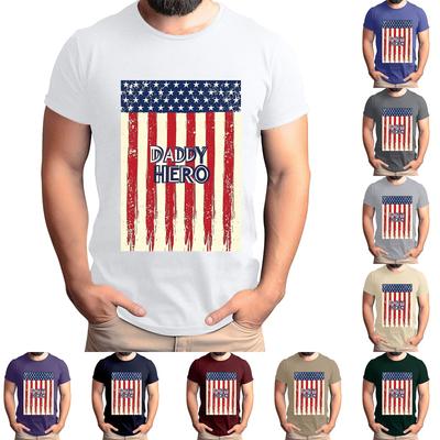 Ανδρικό T-Shirt με στάμπα σημαίας για την Ημέρα του Πατέρα Ανδρικό φαρδύ casual τοπ με κοντό μανίκι