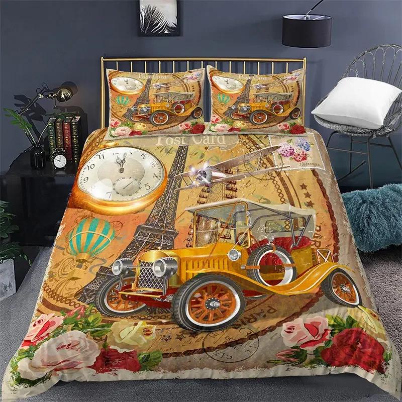 Paris Eifel Tower Twin King Soft Duvet Cover Romantic Theme Swet Couple Beding Set Microfiber Flower Warm Comforter Cover For Girl Ten