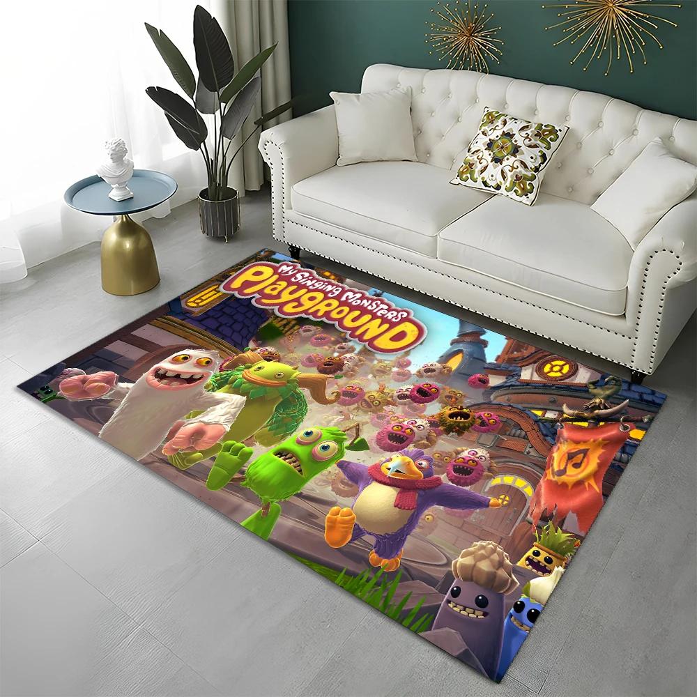 Tappeto Cartoon 3D My Singing Monsters Videogioco per Casa Soggiorno Camera da Letto Divano Zerbino Decorazione, Tappeto per Area Tappetino Antiscivolo per Pavimento