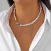 Elegant Multilayer Tassel Chain Pendant Necklace For Women Vintage Creative Natural Blue Stone Chocker Necklace Wedding Jewelry