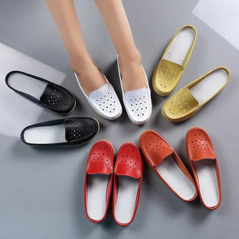 Fashion New Women's Wedge Shoes Female Round Toe Hollow Out Casual Half Slippers Moccasins Leisure Ladies Slip on Sneakers Mules