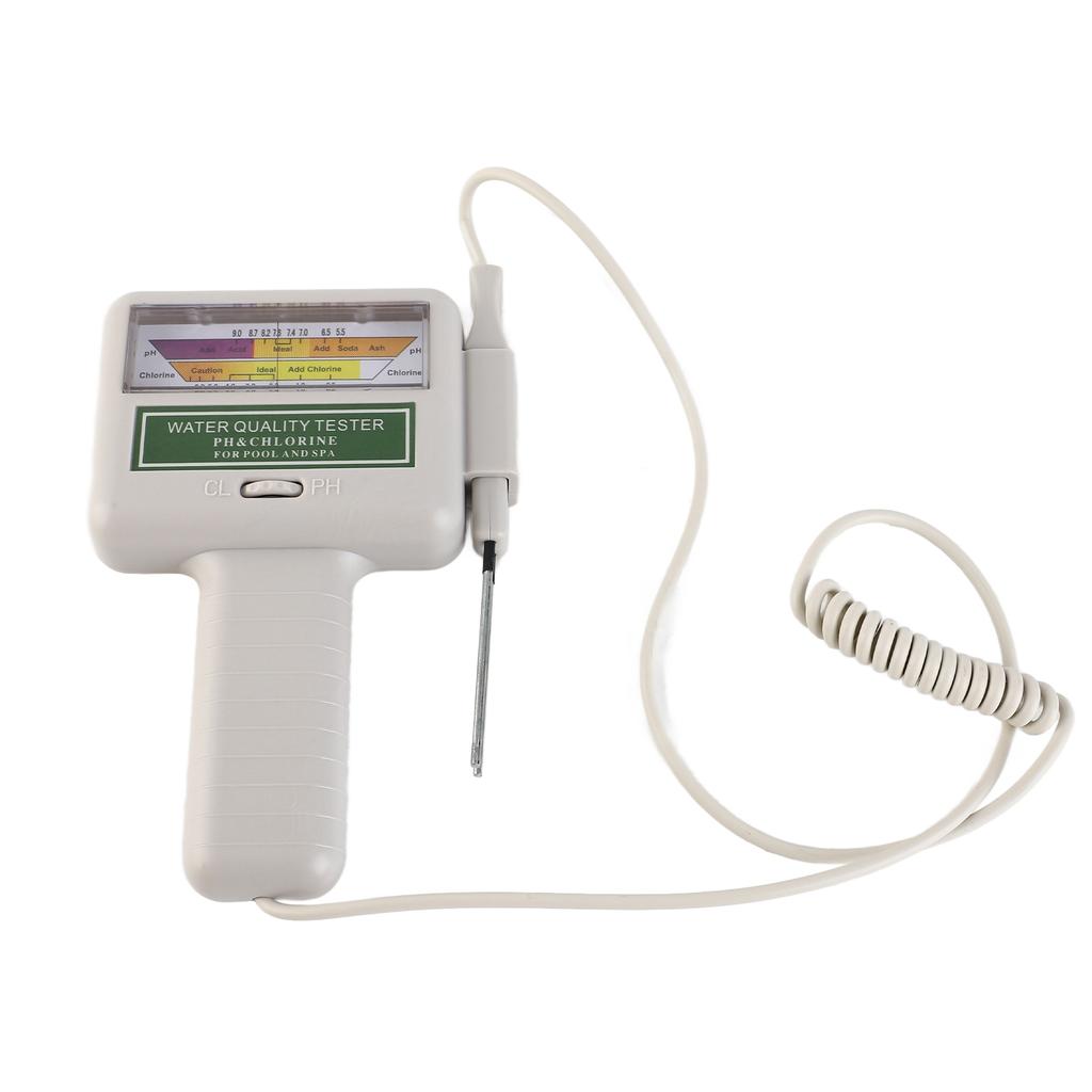 Swimming Pool Water Quality Tester 2 In 1 PH CL2 Detector with Display Screen for Spa Aquarium Hydroponics White