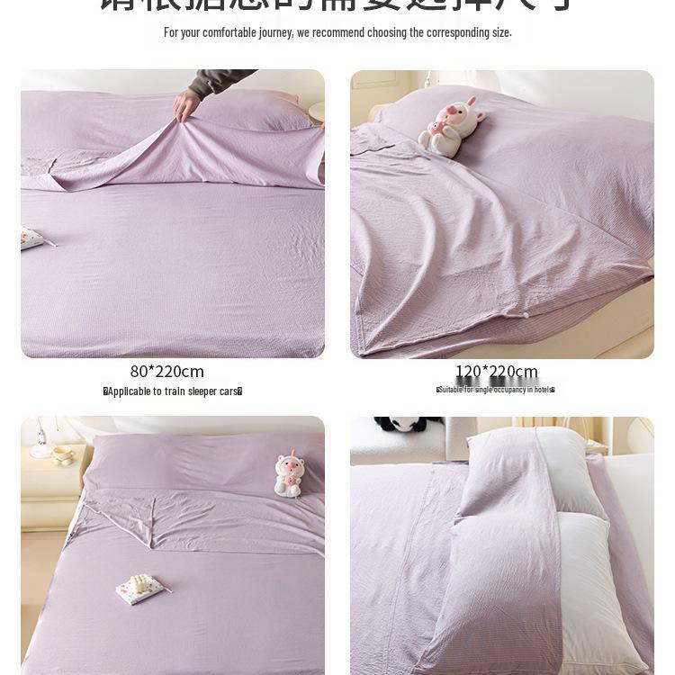 Portable Stain-Proof Cotton Sleeping Bag: Detachable, Solid Color Duvet Cover with Bed Sheet for Travel and Hotel Stays.