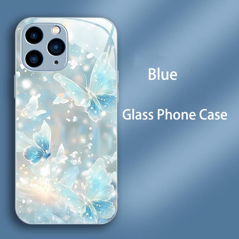 Tempered Glass Phone Case For iPhone 14 13 12 11 15 Pro Max Plus Mini X XS Max XR 7 8 6 6s Plus Hard PC Shockproof Back Bumper