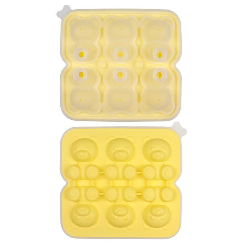 

6-Cavity Bear Silicone Ice Cube Mold - Reusable Frozen Treat Maker For Ice Cream, Snow Cone & Ice Balls жёлтый