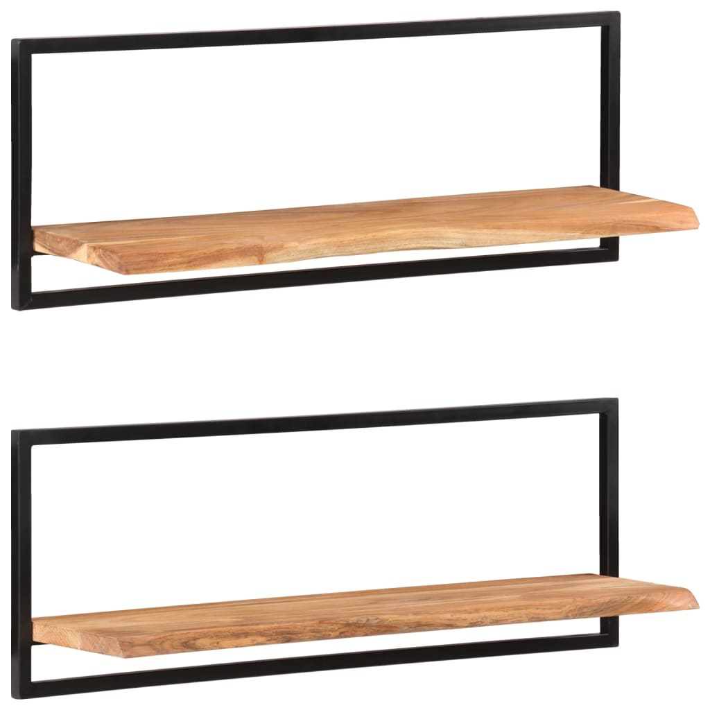 Wall Shelves 2 pcs. 100 x 24 x 35 cm Solid Acacia Wood and Steel
