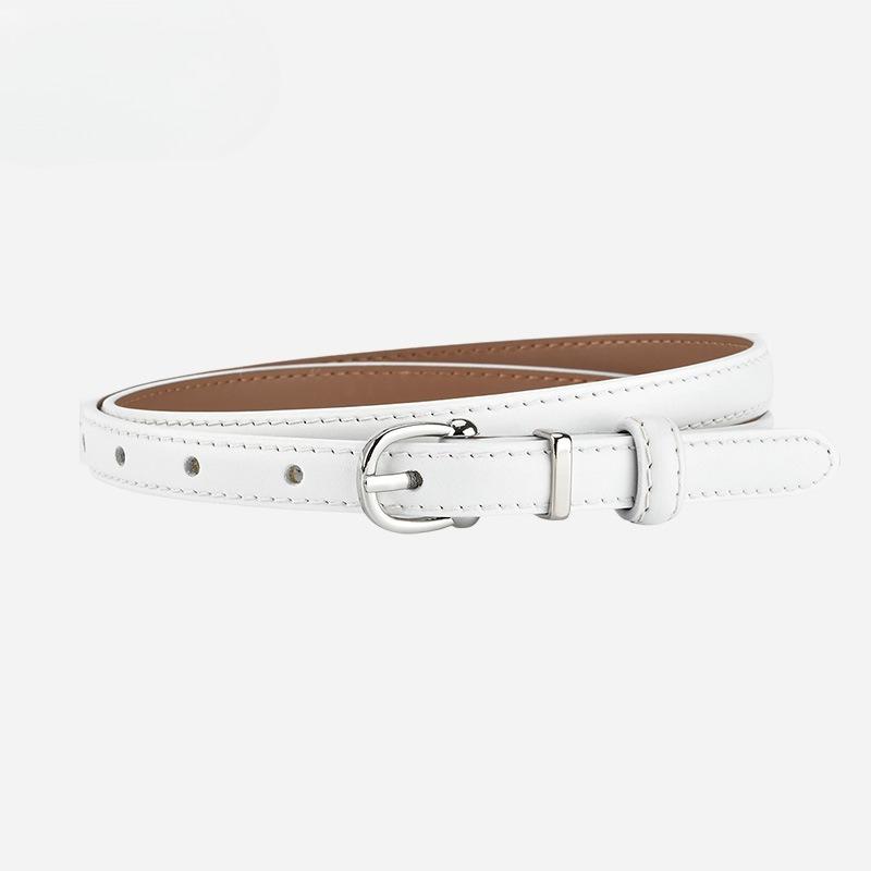 Simple and Elegant Women's Thin Leather Belt with Pin Buckle, High-end Business Dress, Versatile Dress, Western Suit Accessory, Narrow Waistband