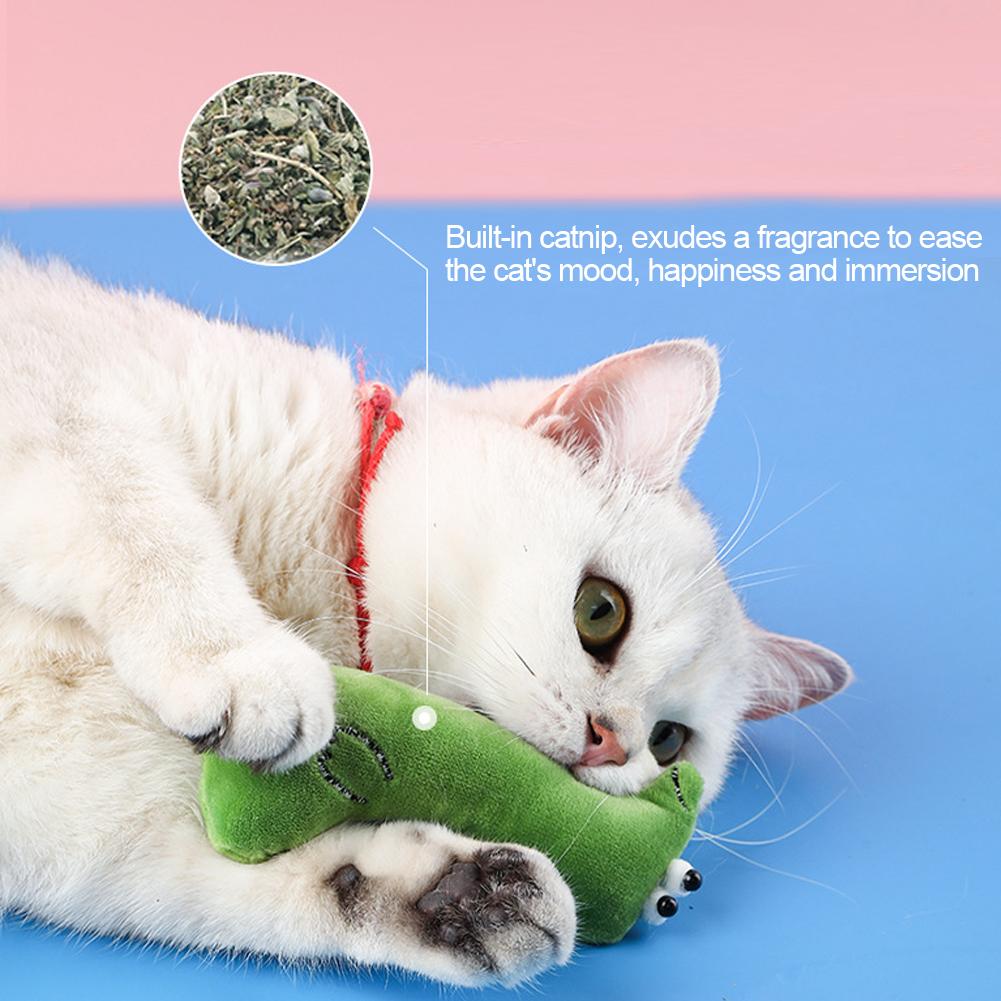 Cute Animal Shape Catnip Cats Toy Kitten Dinosaur Teeth Chewing Biting Plush Toys Cat Plush Thumb Pillow Pet Accessories