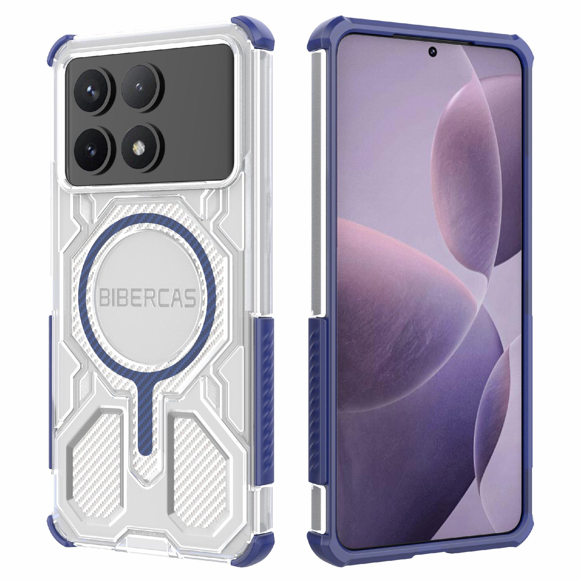 

BIBERCAS J-16 Transparent Series Phone Case For Xiaomi Poco F6 Pro 5G/Redmi K70 5G/K70 Pro 5G Compatible with MagSafe TPU+PC Cover Blue