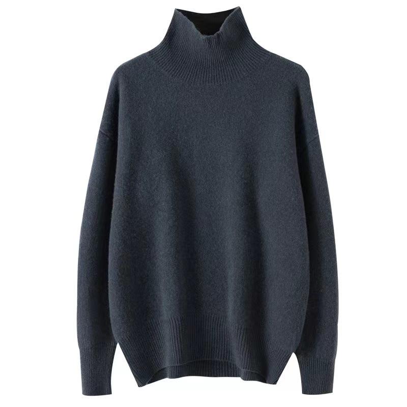 Women's High Neck Wool Sweater: Autumn/Winter Loose, Thick Knit, Versatile Fashion Style