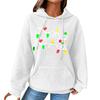 Women's Fashion Loose Hooded Pullover Long Sleeve Plaid Sweatshirt With Drawstring, Drop Shoulder, Pocket, Christmas Print Top