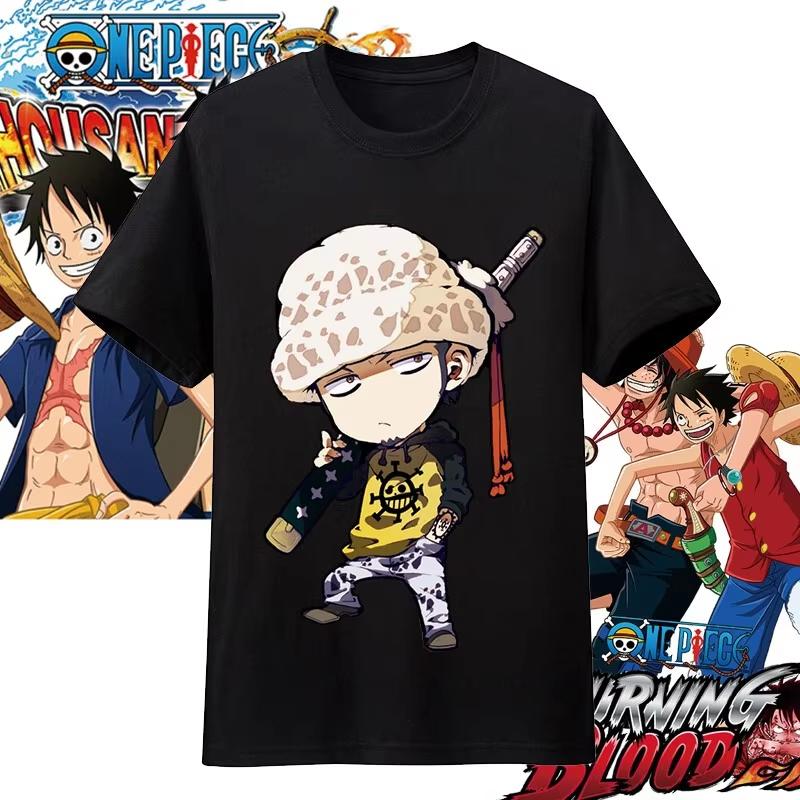 One Piece Anime Character Printing Oversized Cotton Tshirt Men and Women Comfortable Y2K Childrens Clothing Summer Tshirt