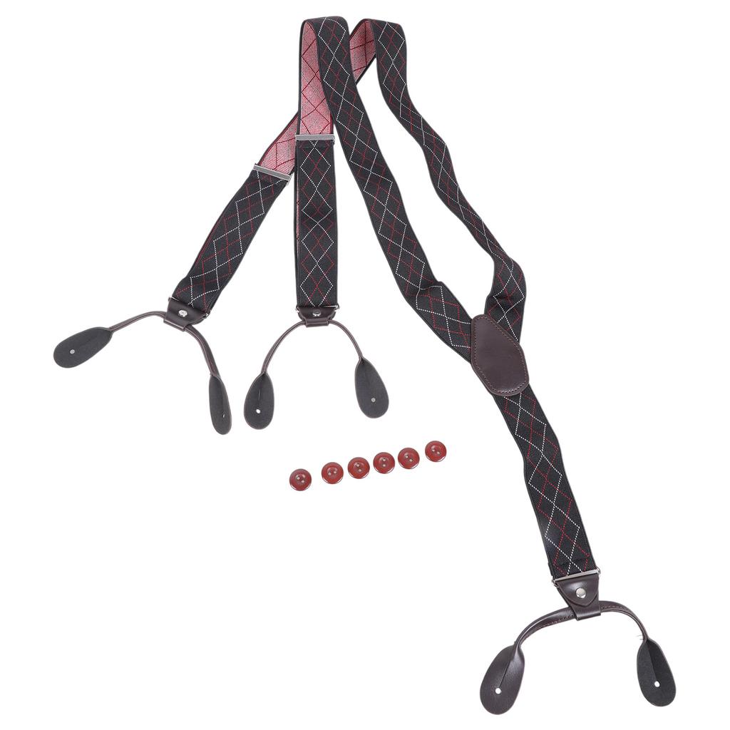 Stylish Classical Suspenders Adjustable Suspenders Elastic Chain Button End Dark Elastic Belt for Wedding Business Wear