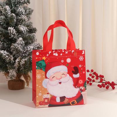 4Pcs Christmas Gift Bags Reusable Santa Claus Snowman Patterns Tote Bags for Festive Party Decoration