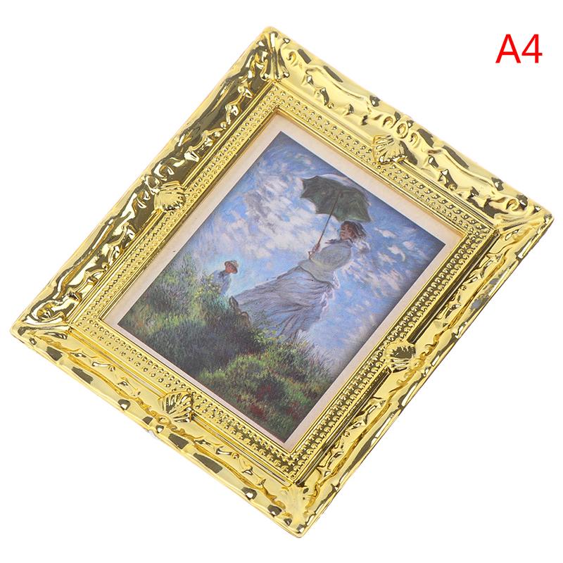 Dollhouse Miniature 1:12 Mini Decorative Accessories Antique Frame Oil Painting