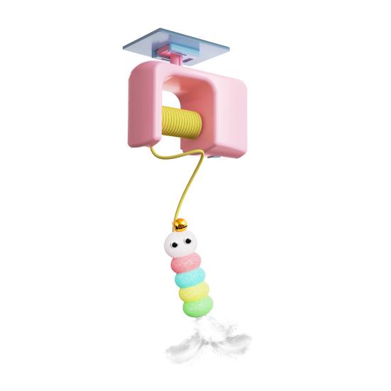 

Выдвижная кошачья дразнилка, подвесная игрушка для двери, набор, интерактивные игрушки для развлечения и от скуки, игрушки для самостоятельного развлечения для котят A розовый