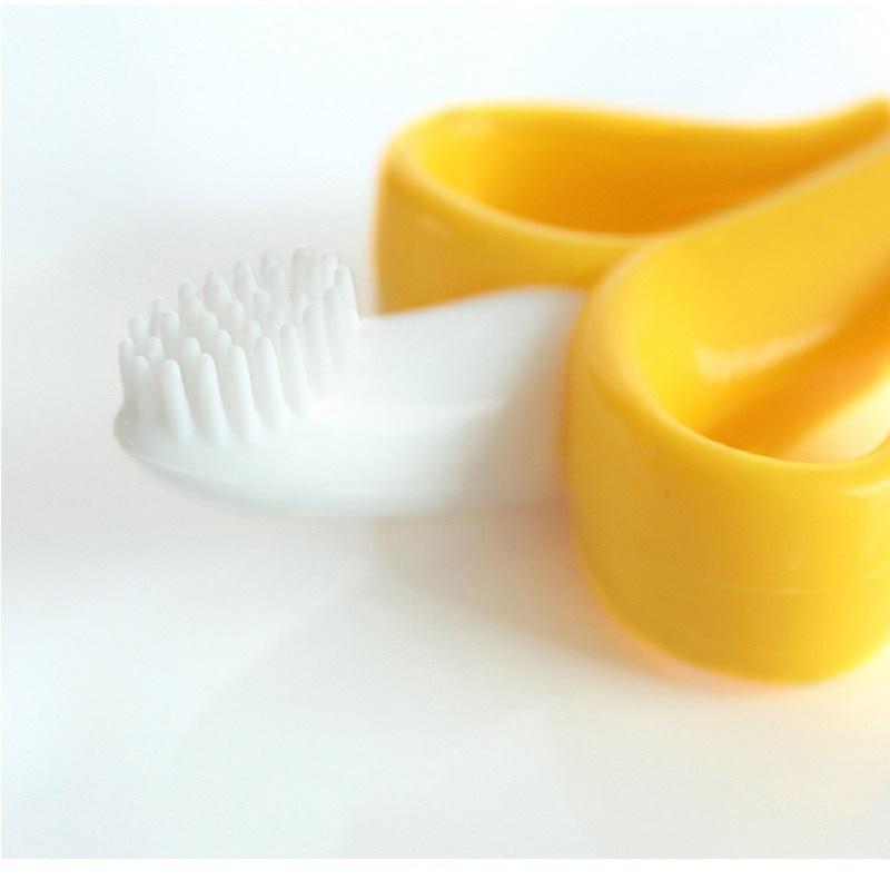 1 Stück Baby Silikon Trainingszahnbürste BPA Frei Bananenform Sicher Kleinkind Beißring Kauspielzeug Zahnungsring Geschenk für Säugling Baby Kauen