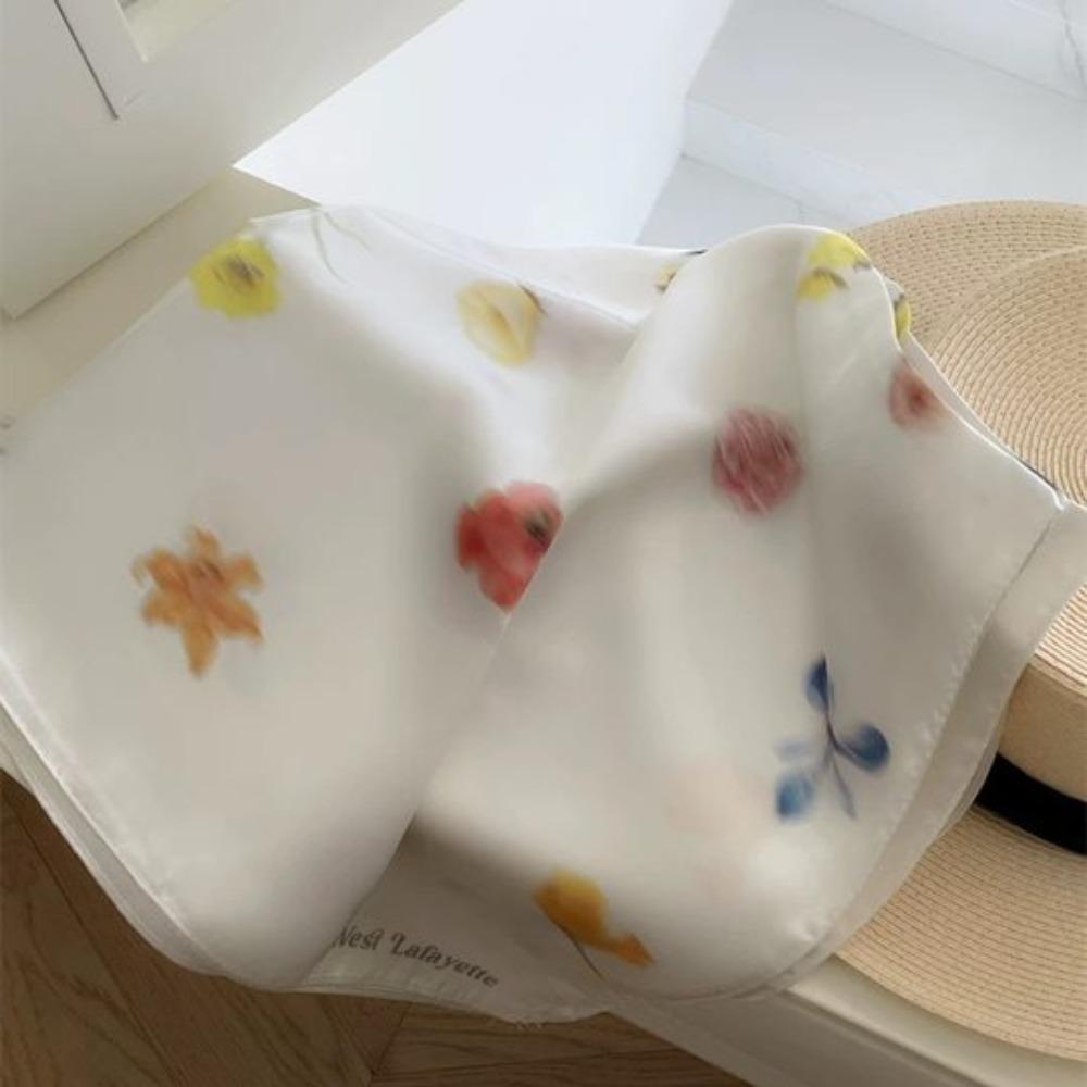 Graceful Blurred Flowers Hair Scarf Flower Butterfly Scarves Fashion Puppy Hair Band Girls